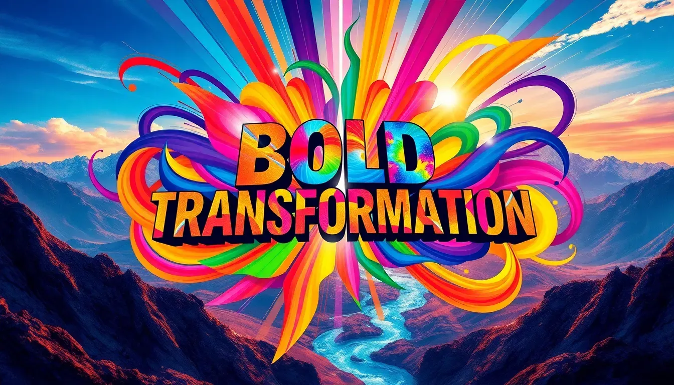 Abstract art with bold text reading 'Bold Transformation'