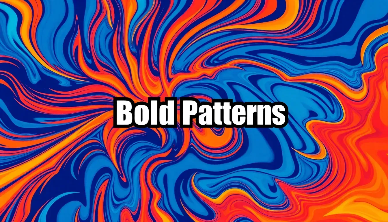 Abstract design featuring bold, repetitive patterns with the text 'Bold Patterns' in the center