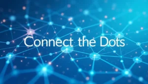 Abstract visualization of interconnected nodes forming a network pattern with the text 'Connect the Dots' integrated within