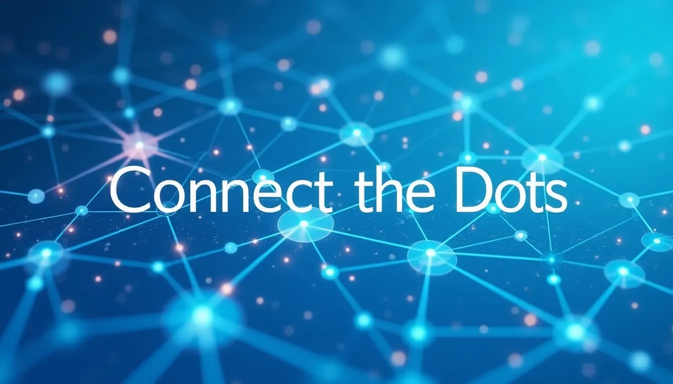 Abstract visualization of interconnected nodes forming a network pattern with the text 'Connect the Dots' integrated within