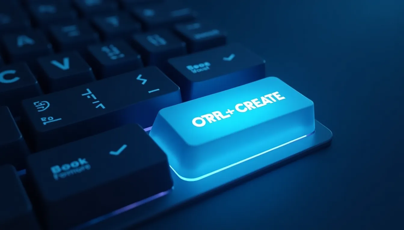 Modern keyboard illustration with CTRL+CREATE key replacing traditional copy-paste keys