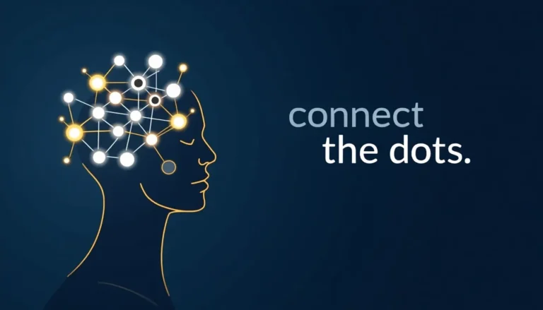 Abstract illustration of a human head with interconnected network patterns, representing the transformation of data into insights